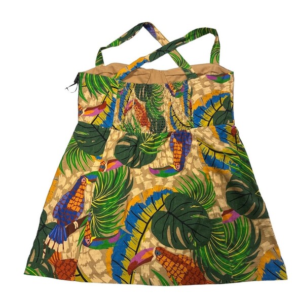 House of Harlow 1960 Mini Dress Womens Large Linen Blend Toucans‎ Lined NWT - Picture 12 of 13